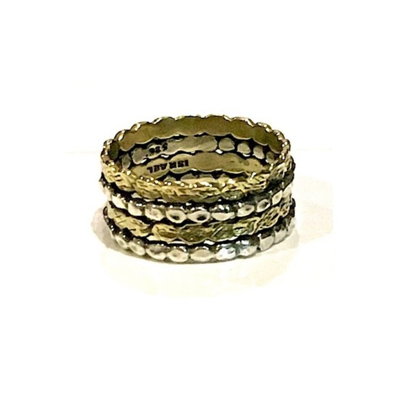 SILPADA Two Tone Sterling Silver Gold Tone Brass Stacked Ring Made In Israel - Picture 7 of 16
